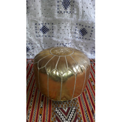 Metallic Gold Leather Pouf