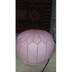 Pink Leather Pouf