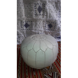 White Leather Pouf