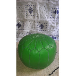 Lime Green Leather Pouf